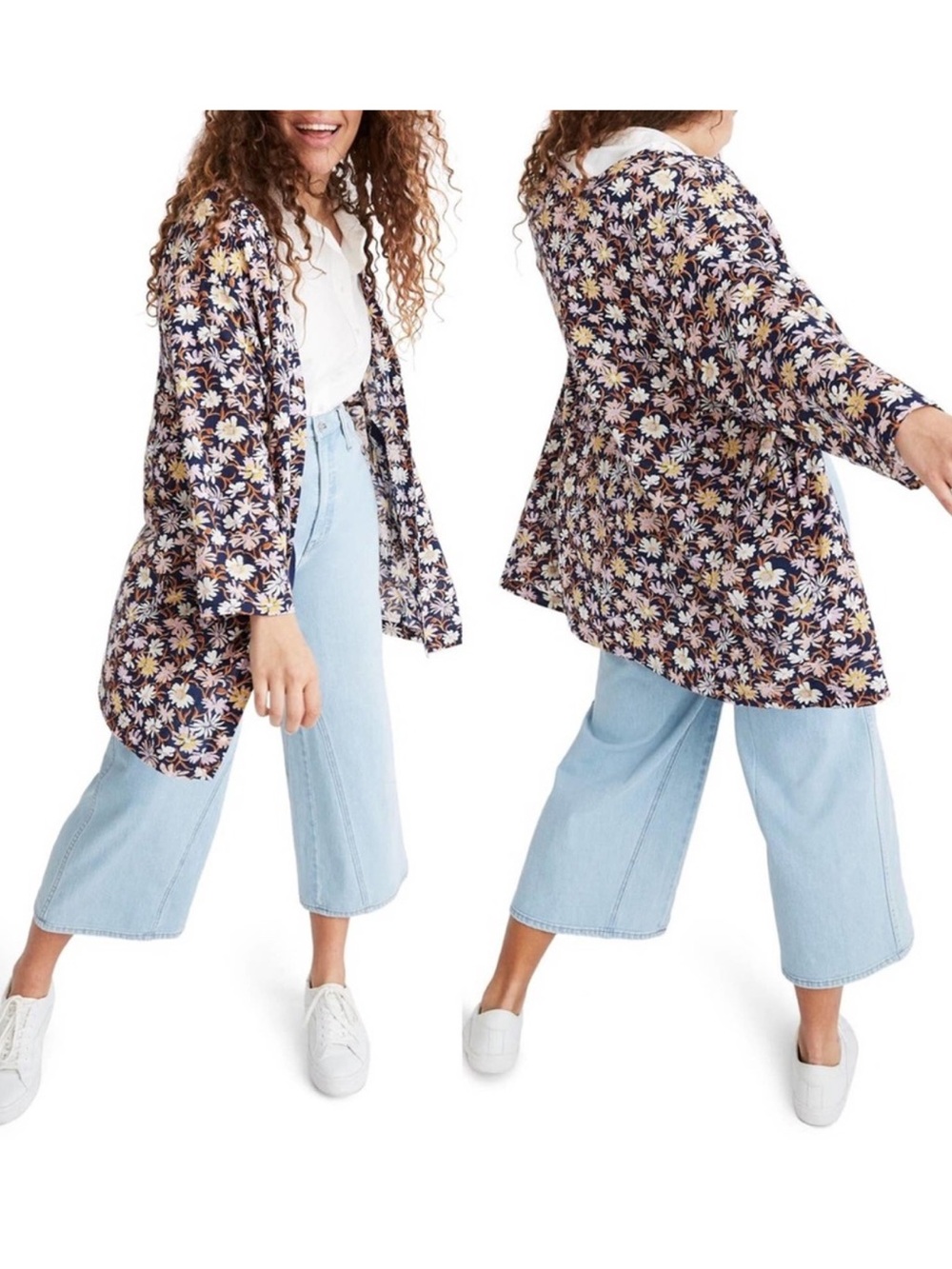 Madewell Short Robe Jacket in Poolhouse Floral Nightfall Size Small